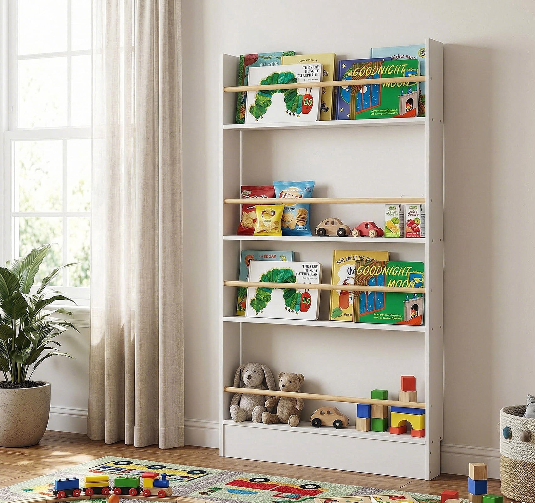 VGBYUJ Behind Doors Bookshelf, 4 Tier Wall Mount Boookcases, Thin Bookshelf for Narrow Space, Solid Wood, White
