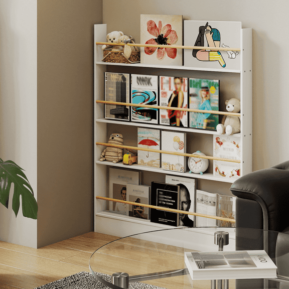 VGBYUJ Behind Doors Bookshelf, 47.4"H x 39.4"W Tier Wall Mount Boookcases, Behind the Door Storage Organizer for Narrow Space, Solid Wood, White