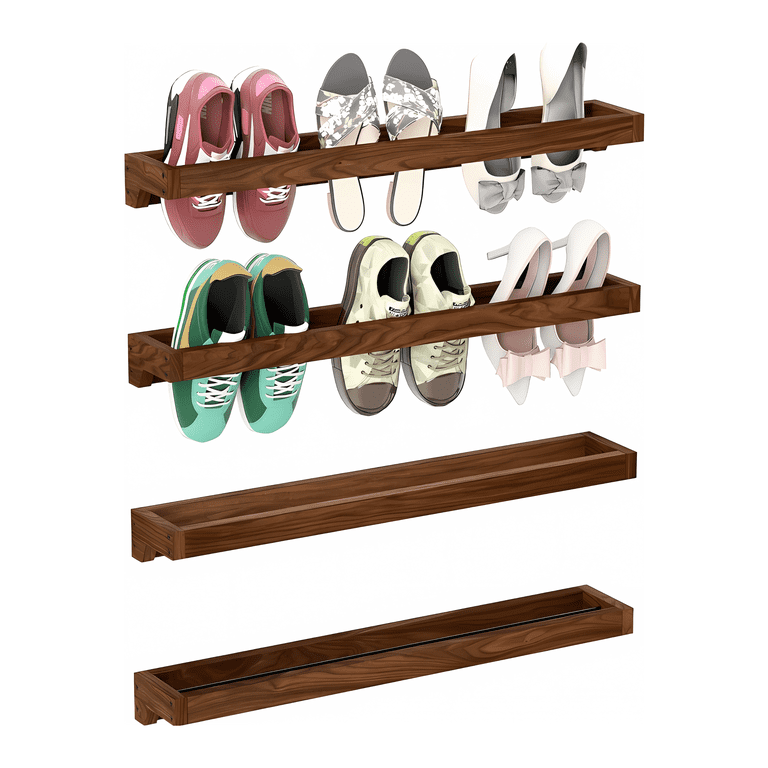 VGBYUJ Rustic Burnt Wood 1-Tier Hanging Shoe Rack, Holds up to 12