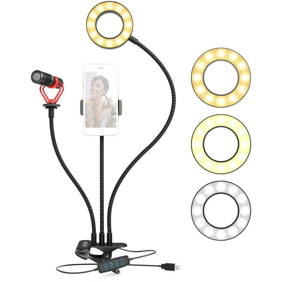 Movo Photo VGC-3+VXR10 Selfie Ring Light Kit with Cardioid Microphone