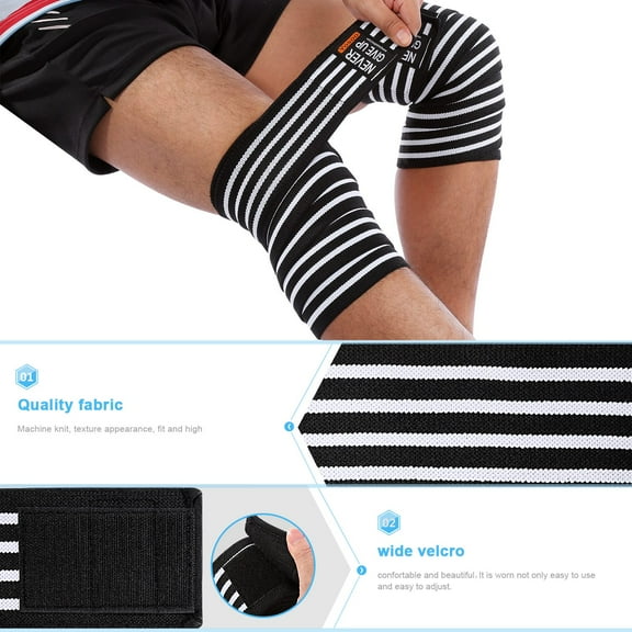 VGEBY 1 Pair Strength Knee Wraps Elastic Knee Elbow Support & Compression Knee Straps Squats for Weightlifting, Powerlifting, Fitness, Gym Workout, Leg Press, Cross Training for Women & Men