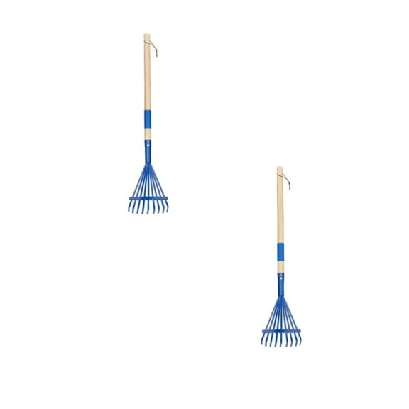 VGFVFSKGA 2 Pack Rakes for Leaves, 27 inch Small Rake with Hardwood Handle for Gardening, Small Garden Rake for Home, Shrub Rake, Leaf Rake
