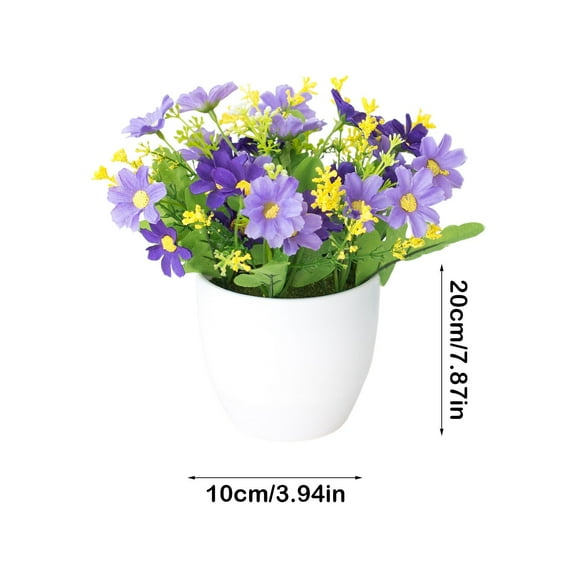 VGFVFSKGA 2pcs Potted Artificial Flowers, 4 x 8" Colorful Silk Artificial Plants, Spring Flowers Artificial Bonsai for Outdoor Spring Summer, Patio Porch Balcony Yard Planter, Faux Flowers In Pot