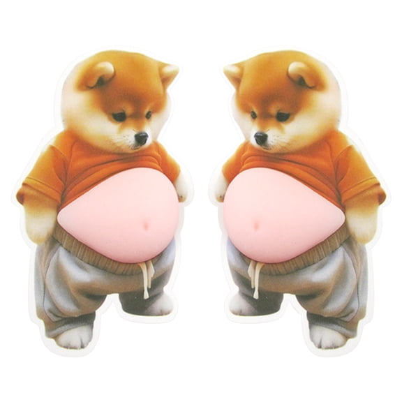 SSNTSY Anti-Scratch Protection Stickers - 2 Pcs Shiba Lnu Stickers - 3D Cute Cartoon Bellies Design - Universal for Car Door & Fridge Door