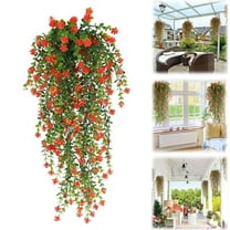 VGFVFSKGA Artificial Eucalyptus Hanging Vine, Artificial Hanging Plants Fern Vine, Faux Silk Violet, Fake Hanging Plants with Flowers for Indoor Outdoor Wall Garden Wedding Interior Decoration
