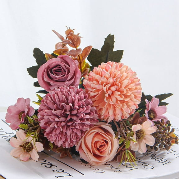 VGFVFSKGA Artificial Roses Flower Bouquet, Waterproof Fake Roses Silk Hydrangea Bouquet, Realistic Artificial Flowers for Home, Living Room Bathroom Plant Decor, Plastic Faux Flowers