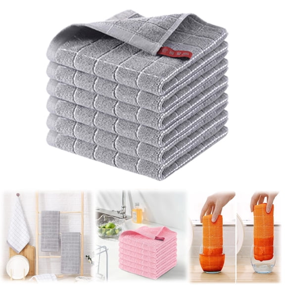VGFVFSKGA Cleaning Cloths, Kitchen Cleaning Cloths, 1 PC Reusable Absorbent Microfiber Pure Cotton Checkered Thickened Cloth, Dish Cloths for Kitchen Washing Dishes, Microfiber Wipes Square 12 Inch