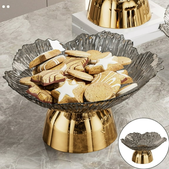VGFVFSKGA Fruit Bowl, Pedestal Bowl, Clear Plastic Decorative Pedestal Bowl Dish Holder Dessert Display Stand, Large Fruit Bowl for Drawing Room Housewarming, Plastic Display Riser, Round Plastic Tray
