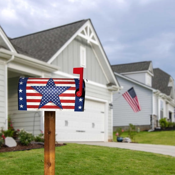 VGFVFSKGA Magnetic Mailbox Cover, Mailbox Standard Size 18" X 21" Mailbox Cover withStripes Pattern, Mailbox Covers for Garden Yard Decor, Mailbox Lid Replacement, Patriotic Mailbox Covers,Z1#C