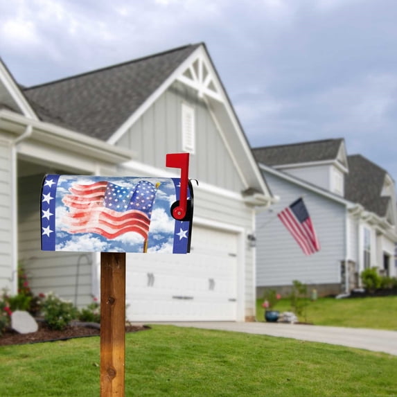 VGFVFSKGA Magnetic Mailbox Cover, Mailbox Standard Size 18" X 21" Mailbox Cover withStripes Pattern, Mailbox Covers for Garden Yard Decor, Mailbox Lid Replacement, Patriotic Mailbox Covers,Z1#B