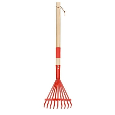 VGFVFSKGA Rake, 27in Rake for Leaves with Hardwood Handle, Lightweight & Cute Rakes with Plastic Heads for Boys and Grils, Small Rakes for Garden Beds, Plastic Leaf Rake