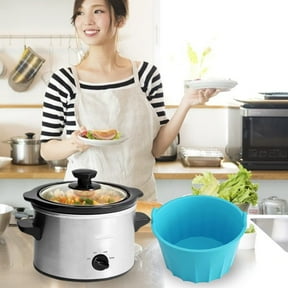 VGFVFSKGA Slow Cooker Liners,Silicone Reusable Crock Pot Insert Accessories with Handle,Non Stick Heat Round Slow Cooker Liner for Home, Dining,Suitable for 6-8 Oval or Round Quart Slow Cookers