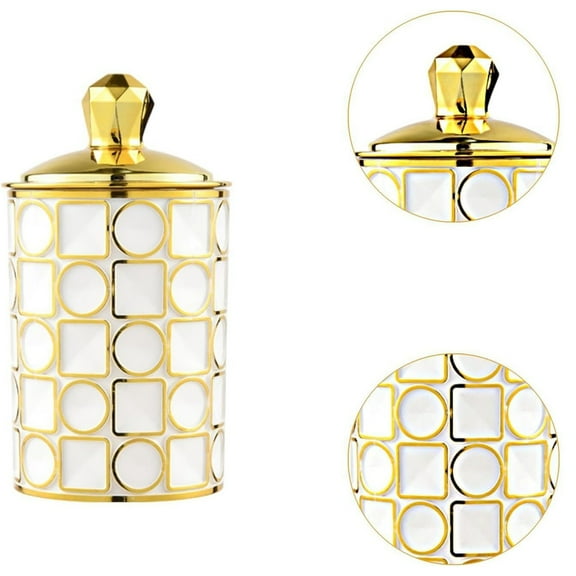 VGFVFSKGA Storage Canister, Sealed Storage Tank, Gold Enamel Food Storage Canister with Lids, Kitchen Containers for Flour Sugar, Storage Jar for Flour Sugar