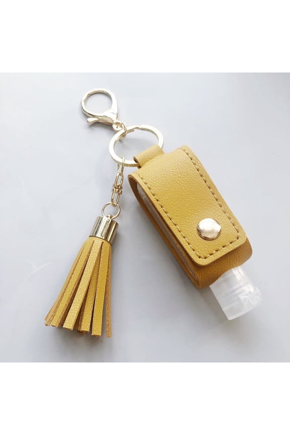 Travel Size Bottle with Keychain Hand Sanitizer Holder,1oz Hand sanitizer keychain with Leather Case for Backpack Travel