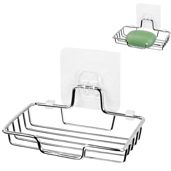 VGFVFSKGA Wall Mounted Soap Holder, Soap Dish Holder, No Drilling Stainless Steel Soap Tray, Bar Soap Sponge Holder for Bathroom & Kitchen, Draining Soap Rack, Bathroom Storage Rack