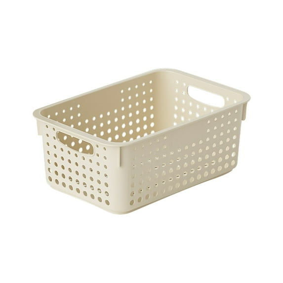 VGFVFSKGA Woven Plastic Basket - Small Storage Bin - Mesh Design with Double Handle - Shelf Storage Cube - Cabinets and Pantries Kitchen Storage