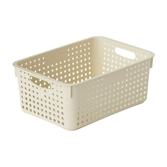 VGFVFSKGA Woven Plastic Basket - Small Storage Bin - Mesh Design with Double Handle - Shelf Storage Cube - Cabinets and Pantries Kitchen Storage