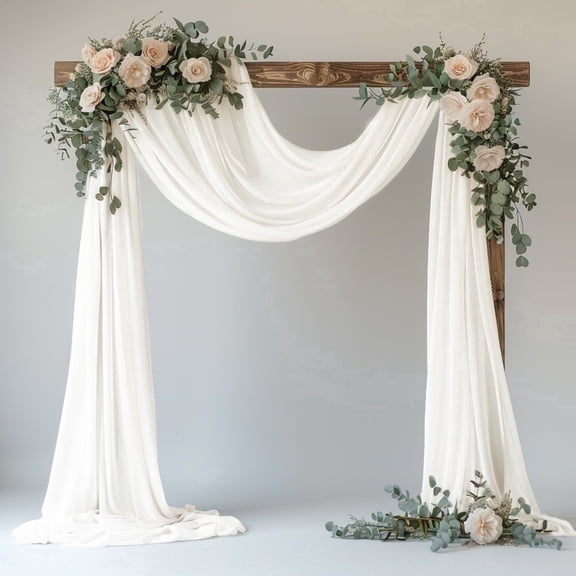 VGMiu Wedding Arch Draping Fabric 28.7 x 20 FT Ivory Sheer Fabrics Arch Backdrop Drape for Wedding Ceremony Birthday Party Bridal Shower Decoration