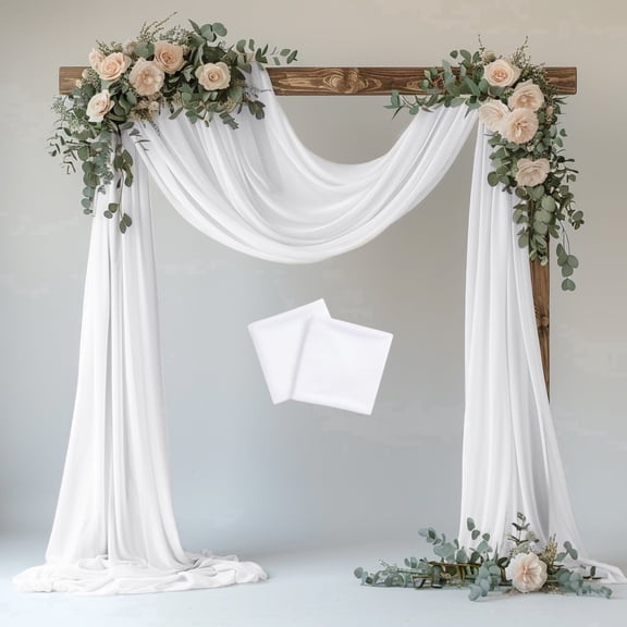 VGMiu White Wedding Arch Draping Fabric Backdrop 28.7" x 20FT Sheer Drapes Fabric for Wedding Arbor Ceremony Birthday Party