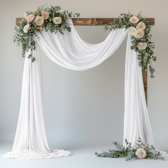 VGMiu White Wedding Arch Draping Fabric Backdrop 28.7" X 20FT Sheer Drapes Fabric for Wedding Arbor Ceremony Birthday Party