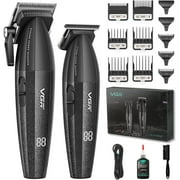 VGR 640 Professional Hair Clippers for Men, 9000RPM Cordless Barber Clippers and Trimmers Set, Zero Gap T-Blade Hair Cutting Kit, DLC Coated Ceramic Blade Barber Kit with LED Display(Black)