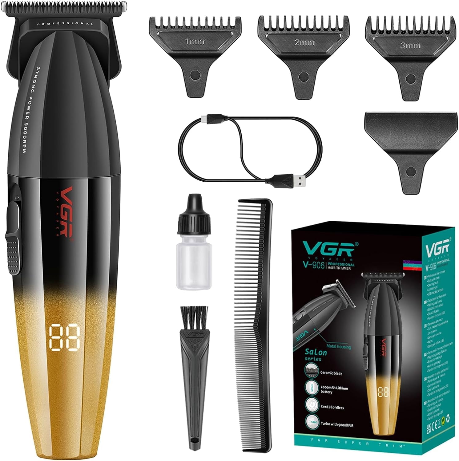 VGR 906 Fresh Fade Professional Hair Trimmer, 9000rpm Zero Gapped