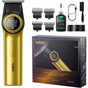 VGR 977 Professional Hair Trimmer Hair Clippers for Men, 8000rpm T-Blade Trimmer Zero Gapped Cordless Barber Clippers, Rechargeable Edgers Clippers with LED Display(Gold)