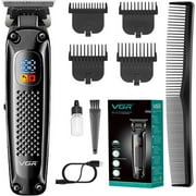 VGR Professional hair trimmer for men, Precision electric Beard Trimmer for Men, Cord/Cordless hair clippers for men and Rechargeable mustache trimmer Mens Grooming Kit with LED Display-Black