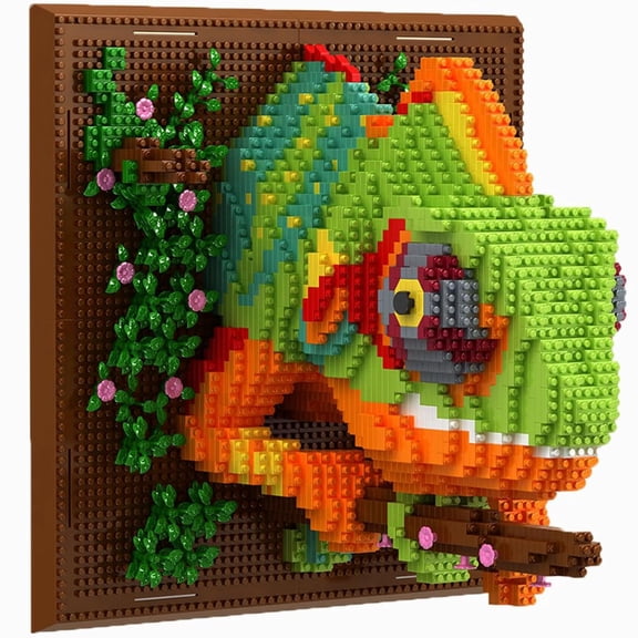 VGY Chameleon Animal 3D Wall Art Micro Mini Building Blocks Set for Adults, Unique Home Wall Decor or Table Display, Ideal Birthday Christmas Toy Gift idea for Teens
