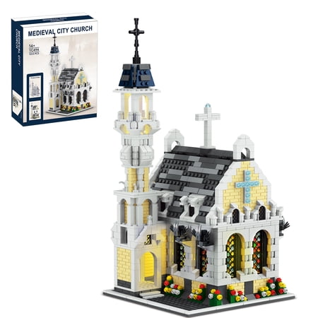 VGY Medieval City Gothic Cathedral Building Set–Compatible with Lego Architecture Building, MOC Castle Model with Stained Glass Windows & Interior Details