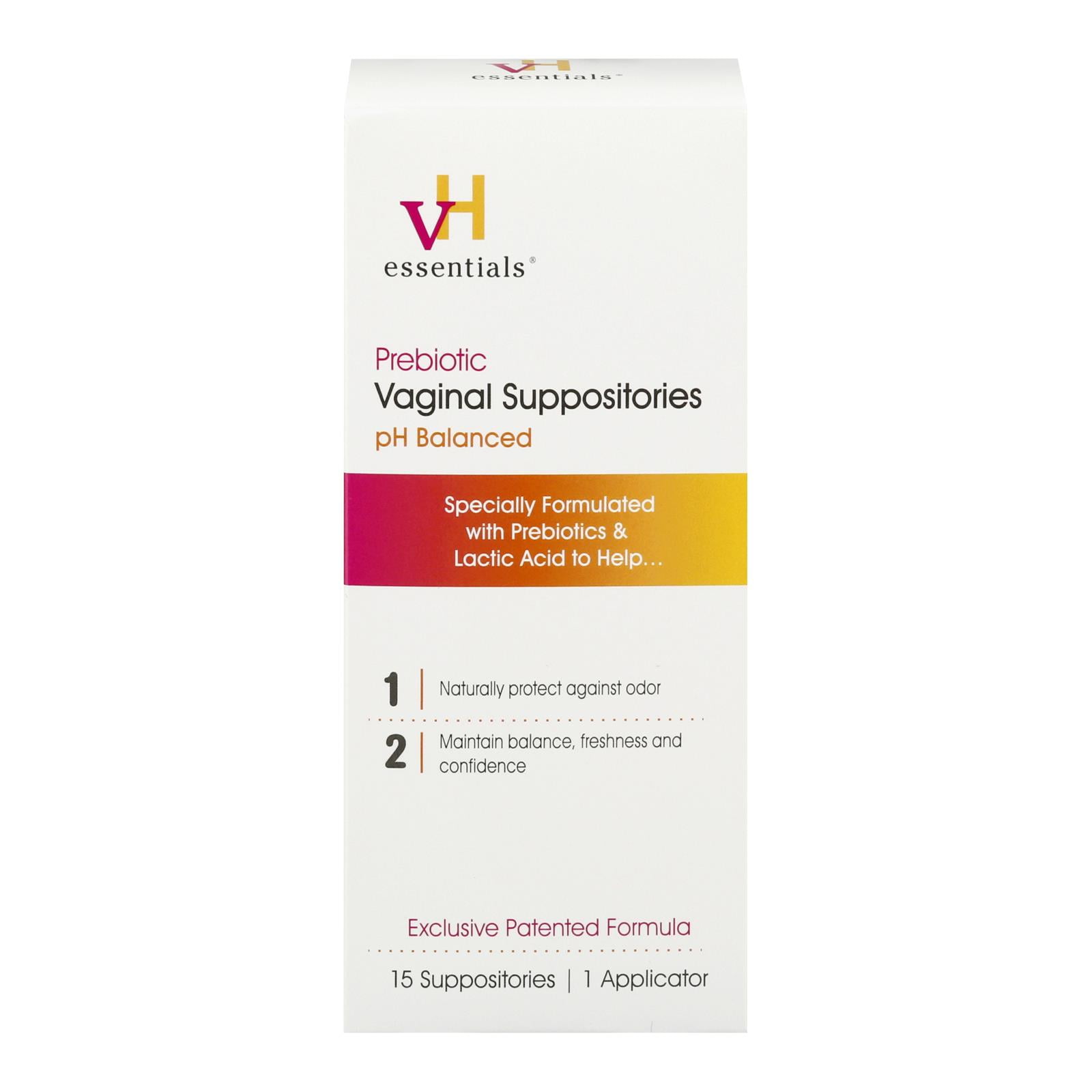 VH Essentials Prebiotic Vaginal Suppositories, 15 Count