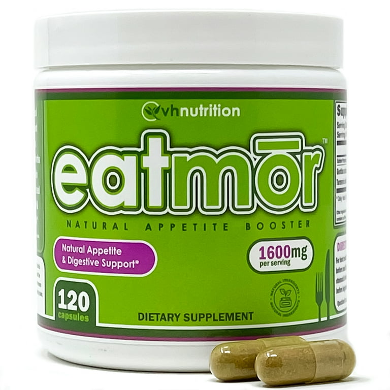 VH Nutrition Eatmor Appetite Stimulant - Natural Weight Gain Pills, Vitality & Hunger Boosting Orxegenic Supplement - 120 Capsules