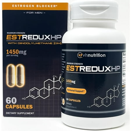 VH Nutrition Estredux HP Estrogen Blocker for Men 1450mg - Maximum Strength Testosterone Booster Supplement with DIM, Tongkat Ali, Ashwagandha - 60 Capsules