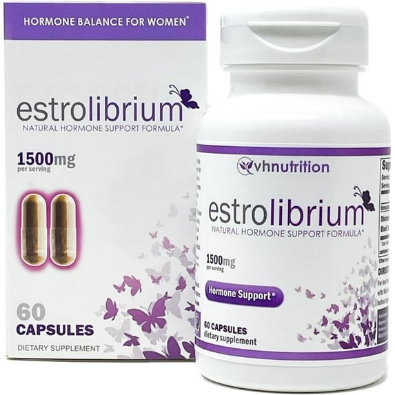VH Nutrition EstroLibrium Estrogen Pills for Women - Natural Hormone Balance Supplement Improve Mood & Energy, Support PMS to Menopause - 60 Capsules