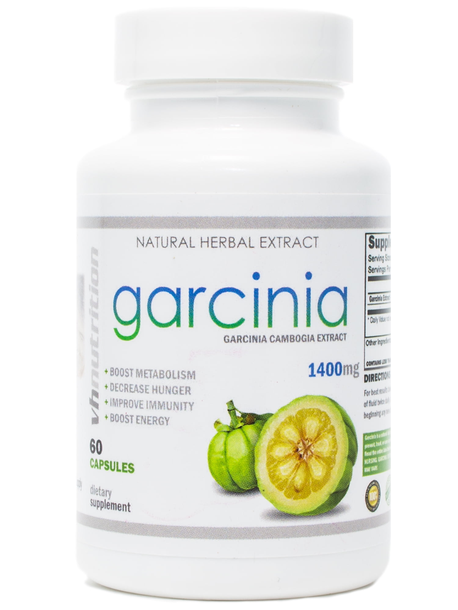 VH Nutrition Garcinia Cambogia Supplement 1400mg - Natural Weight Loss Pills, 60% HCA Extract, Appetite Suppressant, Fat Burner & Metabolism Booster - 60 Capsules