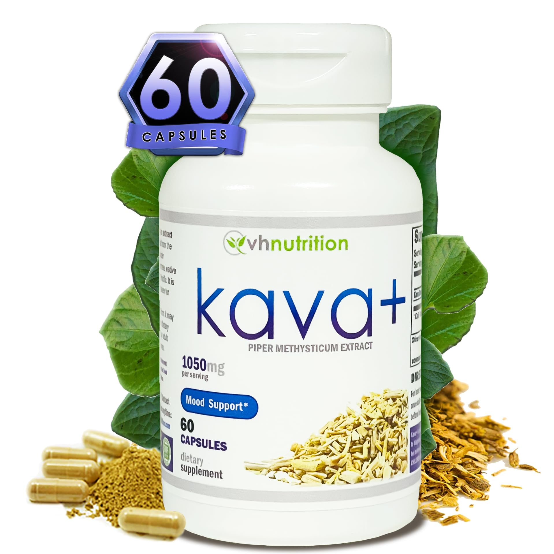 VH Nutrition KAVA+ 1050mg Kava Kava Root Extract Capsules Anxiety