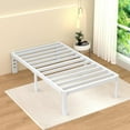 VHAHA 18 Inch Bed Frame Twin White, Metal Twin Platform Bed Frame No