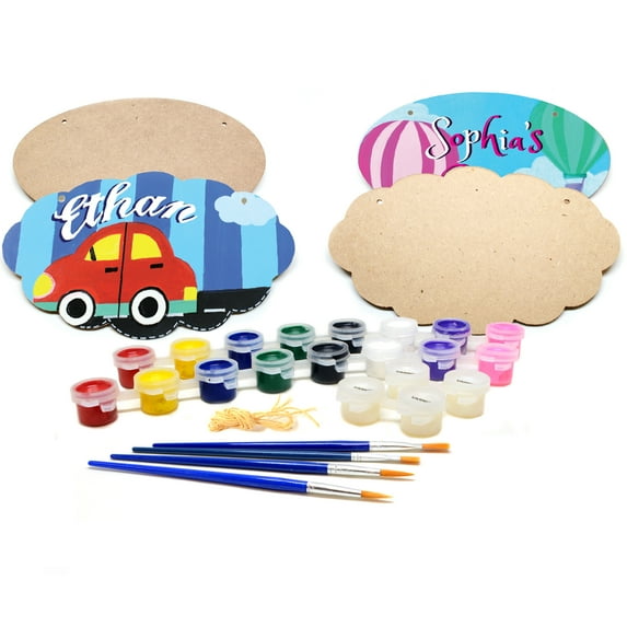 VHALE Paint Your Own Door Signs for Kids Bedroom, Children Creative Arts and Crafts, 4 Sets