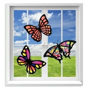 VHALE Suncatchers Craft, Stained Glass Effect Paper Sun Catcher Kit, Window Art, Classroom Crafts, Creative Art Projects, 3 Sets (Butterfly)