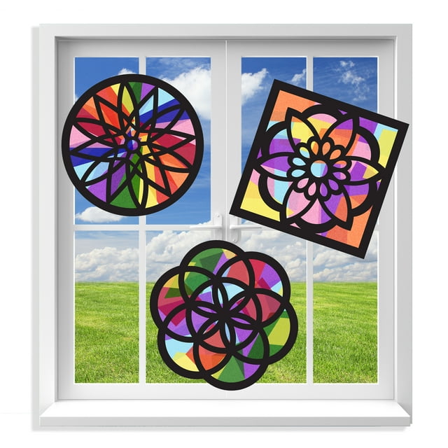 VHALE Suncatcher Kit, Stained Glass Paper Suncatchers Window Art, Children Creative Arts and
