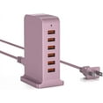 thumbnail image 1 of VHBW 6 Port USB Hub Tower, Multi-Port USB Tower Hub Desktop Cellphone USB Charging Station, 50W Charging Tower Charge 6 Devices, Rose Gold, 1 of 6
