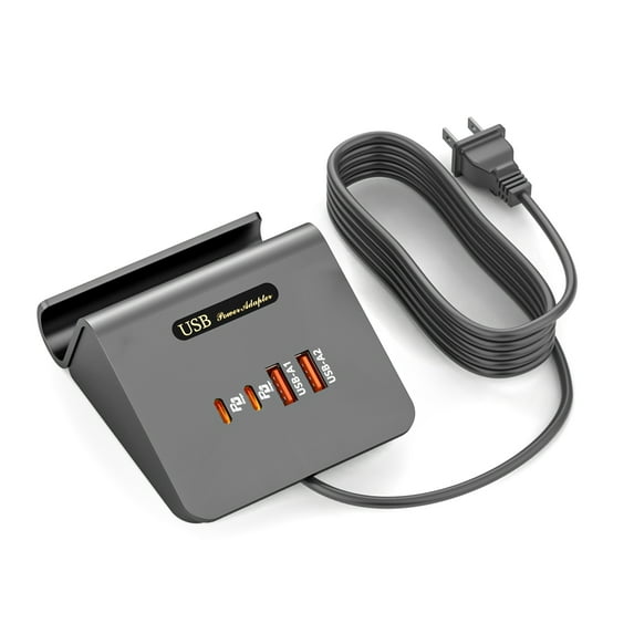 VHBW USB C Charger Block 25W, 4 Port Multi USB Fast Charging Station (4USB-2A2C-Gray)