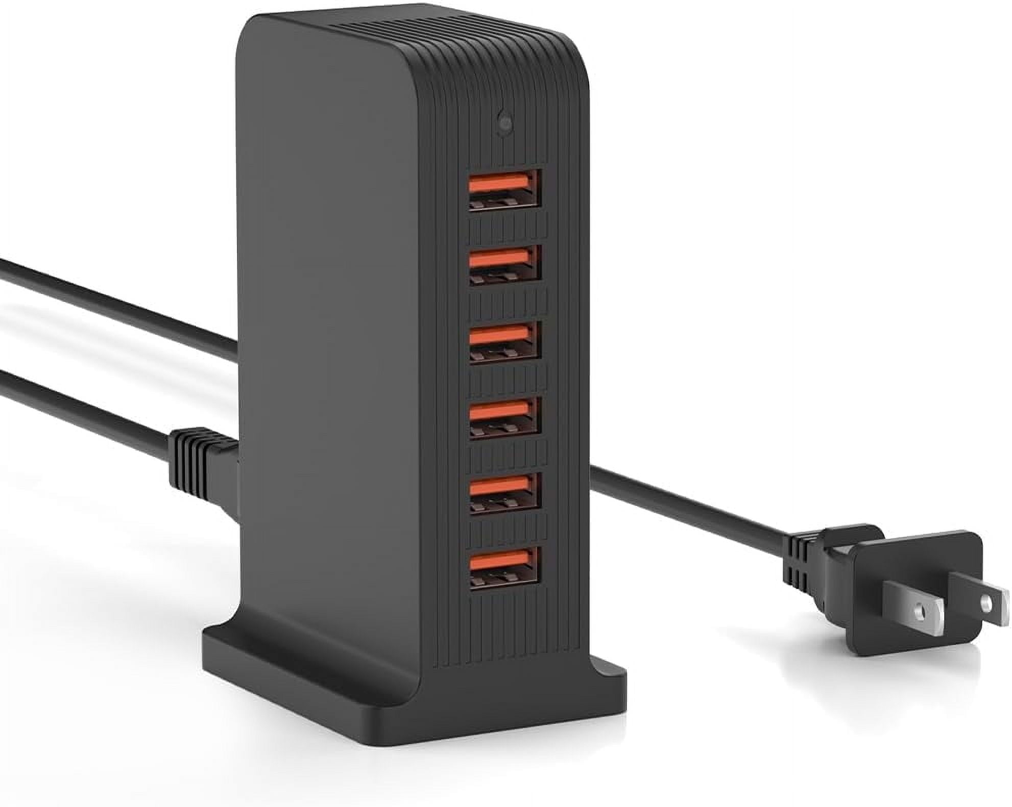 VHBW USB Tower 50W Charging Station, 6 USB Ports Charger Electric Desktop Multiple Charger Station Compatible with Smart Phone and Tablets Etc