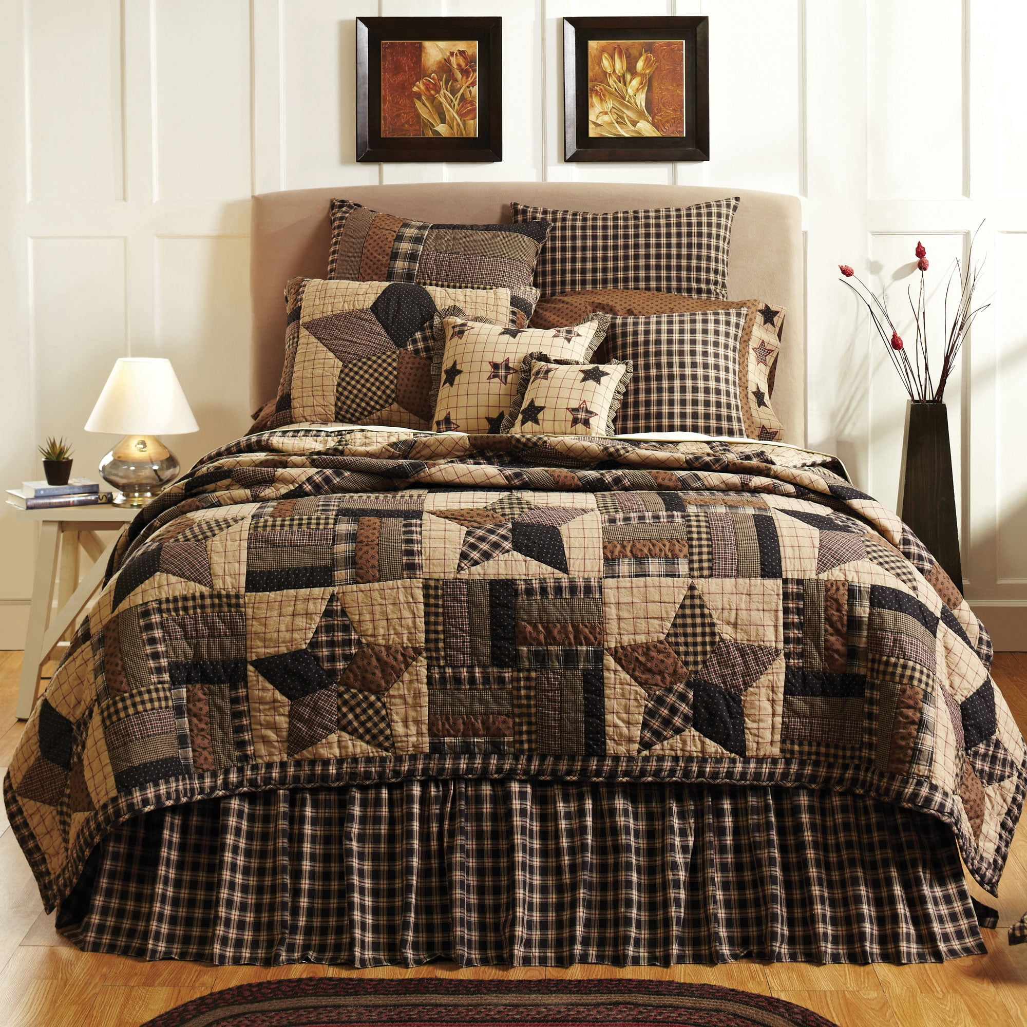 VHC Bingham Star Hand Quilted Cotton Bedspreads, King