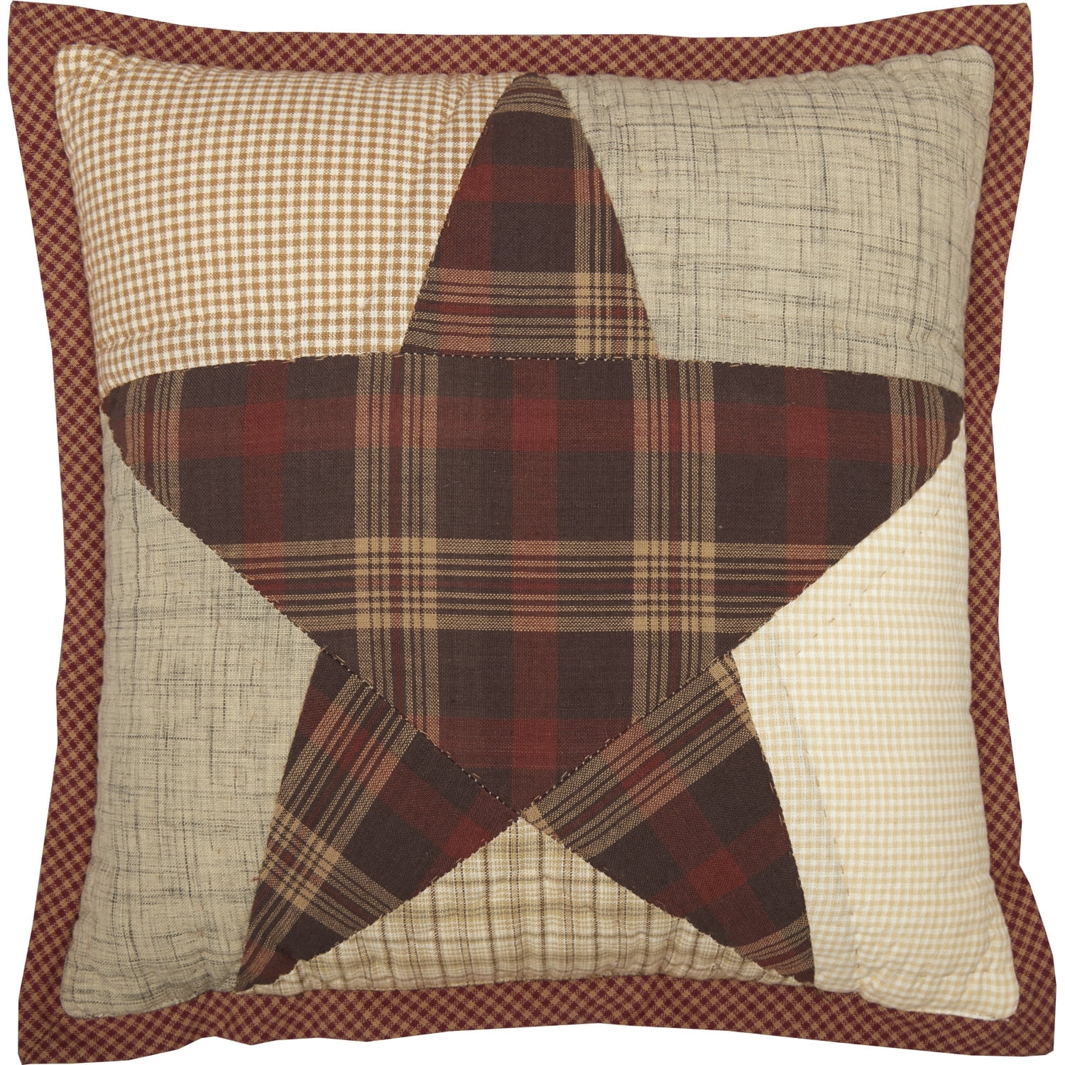 Abilene Star Burgundy and Natural Cotton Throw Pillow