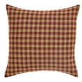 thumbnail image 1 of Burgundy Check Primitive 16"x16" Pillow Red Cotton Square Home Decor, 1 of 2