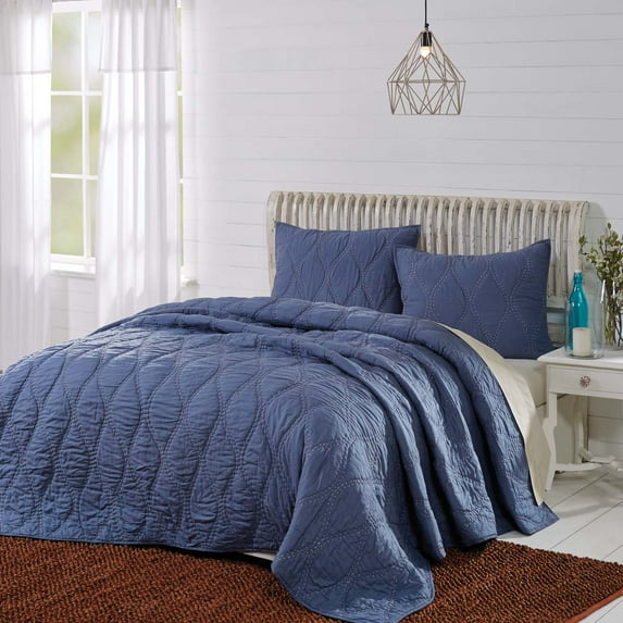 VHC Brand Harbour Navy 105"W X 95"L King Quilt 29685