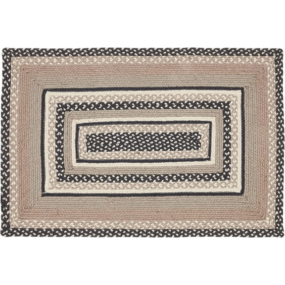 VHC Brands Sawyer Mill, Braided Jute Rug,, Door Mat, Rectangle, Charcoal Creme, 24x36
