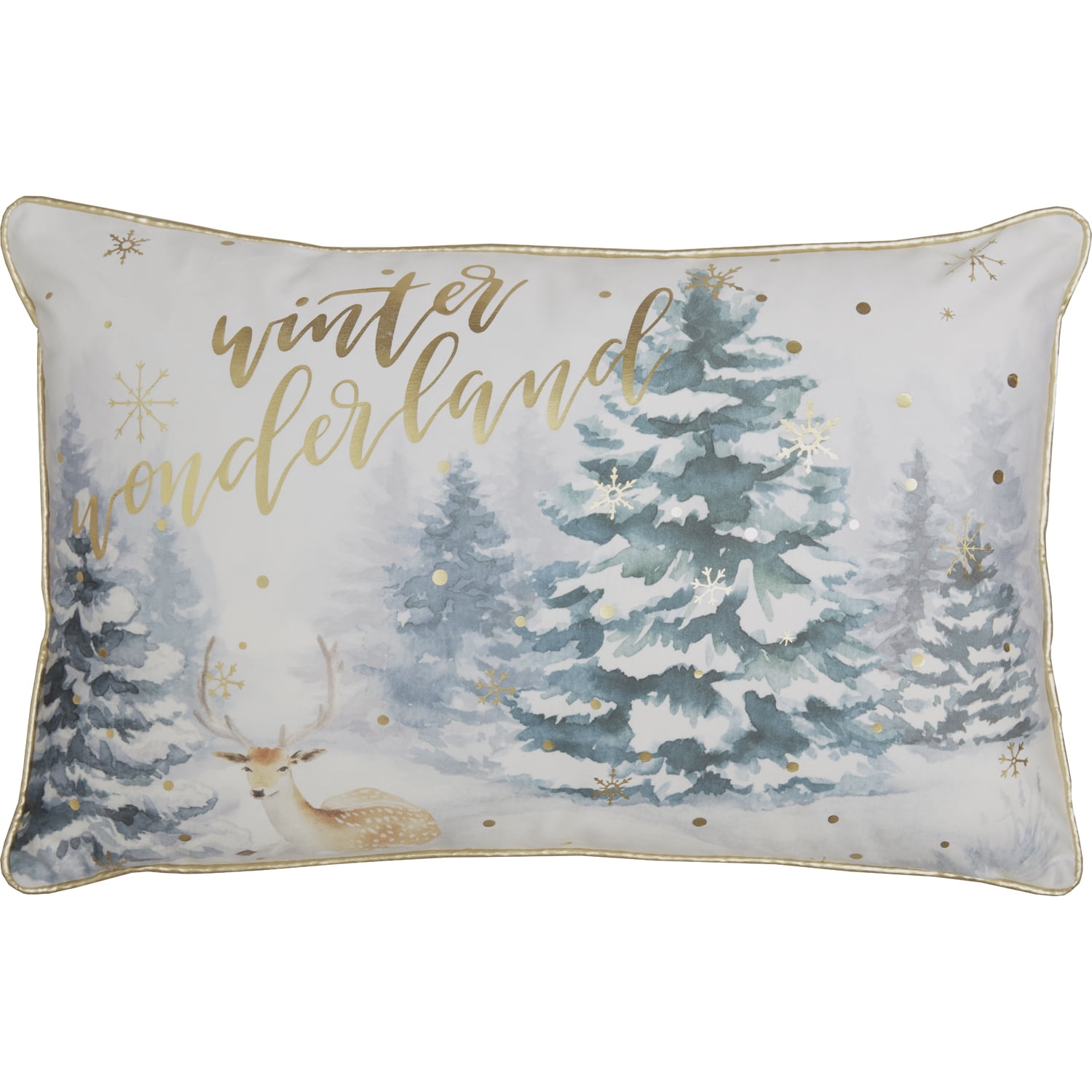 Winter Wonderland Green and Gold Velvet Christmas Pillow