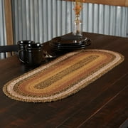 VHC Brands Kettle Grove Primitive Jute Black Textured Braided Kitchen Table Runner 13"x36"